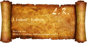 Lieber Kabos névjegykártya